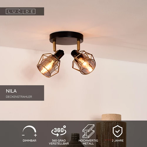 Lucide NILA - Deckenstrahler - 2xE14 - Schwarz - USP